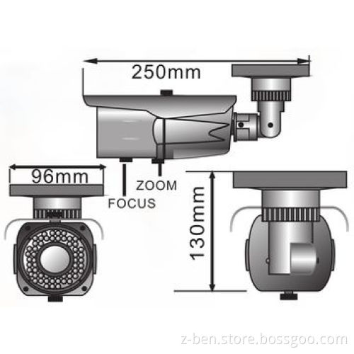 650TVL Weatherproof IR Camera with 1/3-inch Color Sharp CCD and 60m IR Distance